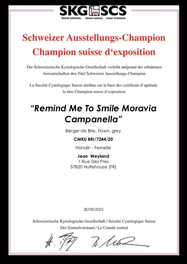CH. Cie -multi ch -cot 4 -remind me to smile moravia campanella